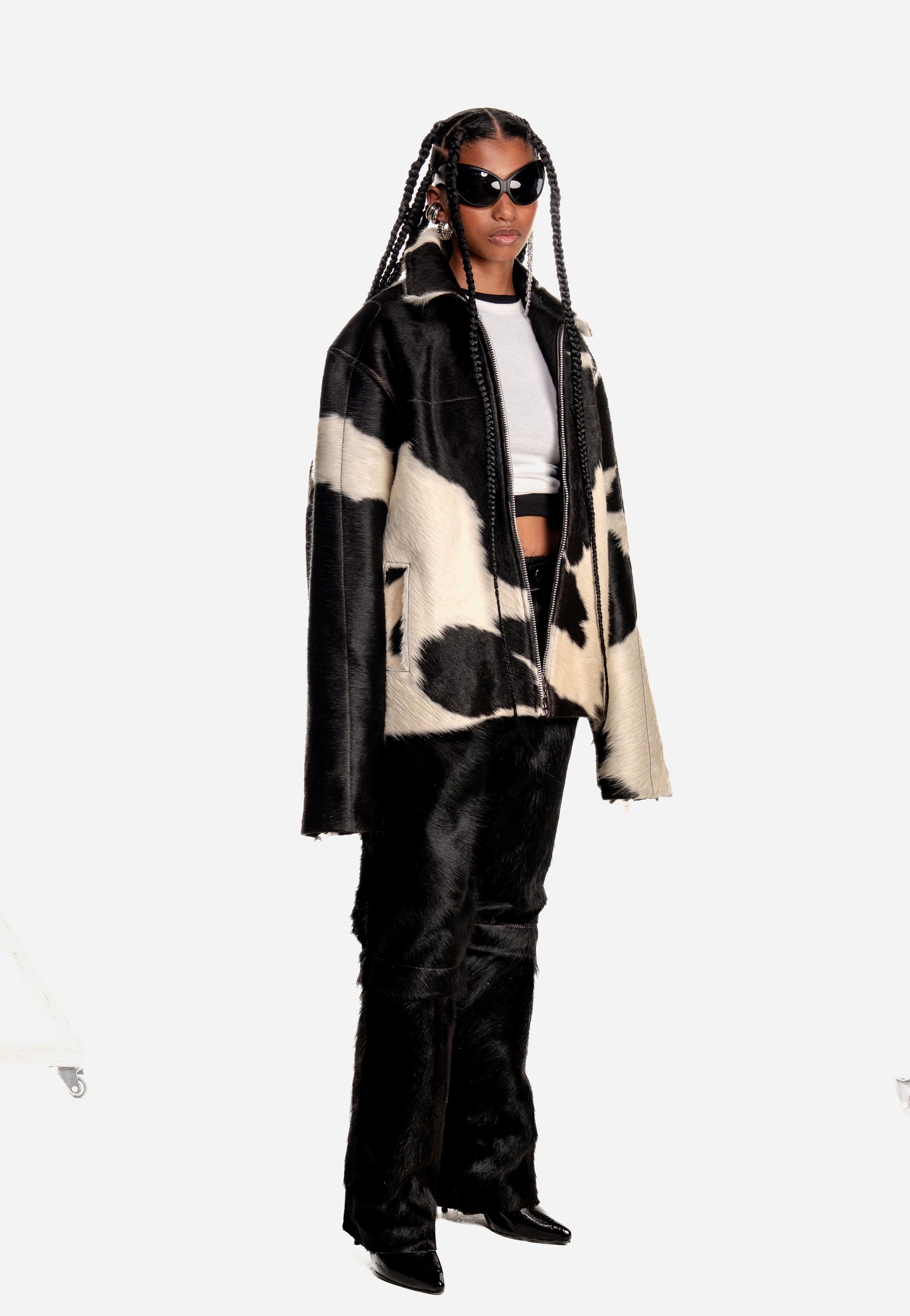 Black and White Cowhide Jacket