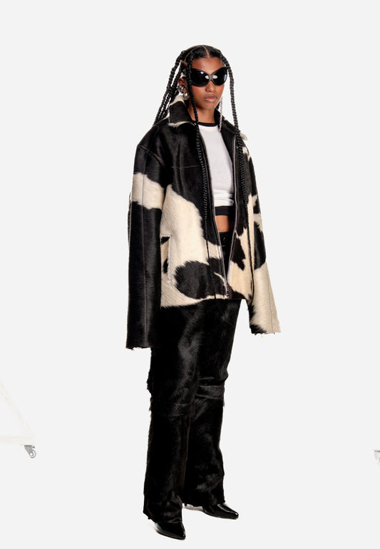 Black and White Cowhide Jacket